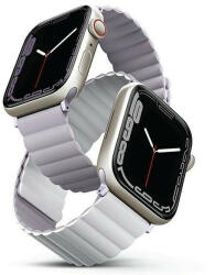UNIQ óraszíj Revix Apple Watch Series 1/2/3/4/4/5/6/7/8/9/SE/SE2/Ultra/Ultra 2 42/44/45/49mm. Megfordítható mágneses lila-fehér