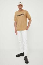 Tommy Hilfiger pamut póló bézs, nyomott mintás - bézs M - answear - 17 990 Ft