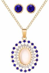 Maria King Vidám nyaklánc és fülbevaló szett, arany-kék (WEN733)