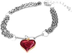Maria King Háromsoros divat karkötő csillogó szív charmmal, ezüst színű (STM-330-tk-e)