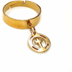 Maria King Kereszt charmos állítható méretű gyűrű, arany színű, választható szélességben (STM-403-gy)