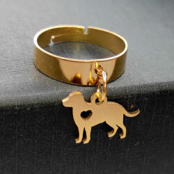 Maria King Kutyás charmos állítható méretű gyűrű, arany színű, választható szélességben (STM-324-gy)