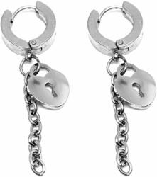 Maria King Ezüst színű nemesacél Szív Lakat fülbevaló lánccal (STM-459-f)