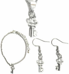 Maria King Ezüstkulcs nyaklánc, fülbevaló és karkötő szett (STM-72-s)