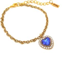 Maria King Kék kristály szív karkötő, arany színű (STM-321-k-a)