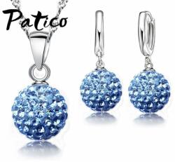 Maria King Kristálygömb nyaklánc és fülbevaló szett, kék (WEN1985)