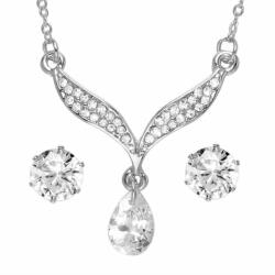 Maria King Maria King, ezüst színű izgalmas formájú nyaklánc és fülbevaló szett (WEN1612)