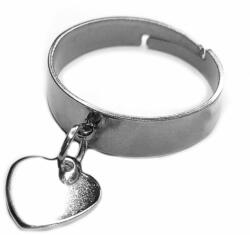 Maria King Letisztult Szív charmos állítható méretű gyűrű, ezüst színű, választható szélességben (STM-486-gy)