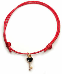 Maria King Piros zsinórszövet karkötő fekete tűzzománc kulcs charmmal (STM-440-zk-p)