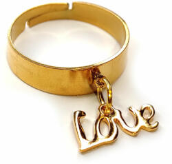Maria King Love charmos állítható méretű gyűrű, arany színű, választható szélességben (STM-487-gy)
