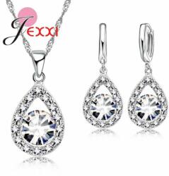 Maria King From Maria King ezüstözött cirkónium esküvői nyaklánc és fülbevaló szett (WEN700)