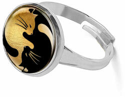 Maria King Yin Yang cicás gyűrű, ezüst színben (állítható méret) (stm-uv-el-gy-15-e)