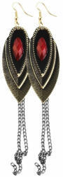 Maria King Piros-ezüst-fekete láncos vintage fülbevaló, piros kővel (ZE-SH-WM-189-040995000012)
