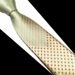 Maria King GUSLESON vajszínű-narancssárga mintás elegáns férfi nyakkendő - selyem (WNY91)