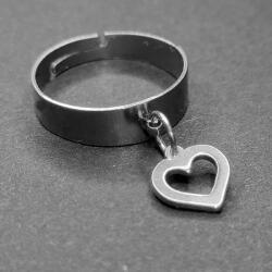 Maria King Szív charmos állítható méretű gyűrű, ezüst színű, választható szélességben (STM-284-gy)