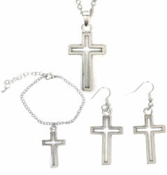 Maria King Kereszt nyaklánc, fülbevaló és karkötő szett (STM-77-s)