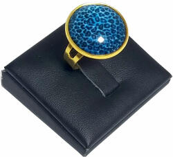 Maria King Leopárd kék üveglencsés gyűrű, választható arany és ezüst színben (STM-400-gy-18)