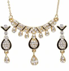 Maria King fekete és arany színű izgalmas formájú nyaklánc és fülbevaló szett (WEN158)