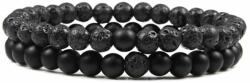 Maria King Természetes ásvány dupla karkötő fekete-fekete, 18 cm, rugalmas (WEN3007)