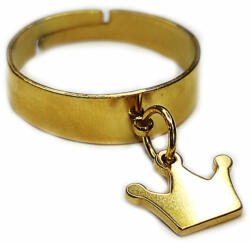Maria King Korona charmos állítható méretű gyűrű, arany színű, választható szélességben (STM-408-gy)