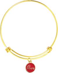 Maria King LOVE piros charm arany színű nemesacél karperecen (STM-346-krp)
