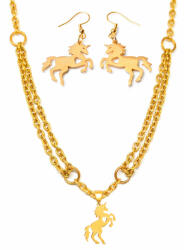 Maria King Unikornis nemesacél nyaklánc és fülbevaló szett, arany színű (STM-771-sz)
