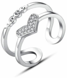 Maria King Állítható méretű kristályokkal kirakott Szív gyűrű, ezüst színű (WEN2016)