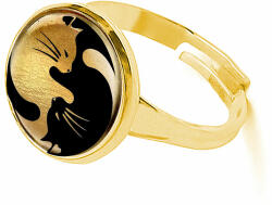 Maria King Yin Yang cicás gyűrű, arany színben (állítható méret) (stm-uv-el-gy-15-a)