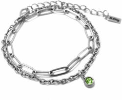 Maria King 1 Zöld kristályos charmos rozsdamentes acél dupla karkötő, ezüst színű (STM-422-dk1)