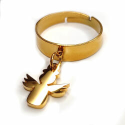 Maria King Angyal charmos állítható méretű gyűrű, arany színű, választható szélességben (STM-491-gy)