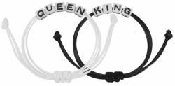 Maria King Queen-King feliratos páros karkötő, fekete-fehér (WEN1741)