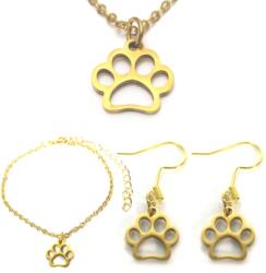 Maria King Tappancs nemesacél nyaklánc, fülbevaló és karkötő szett, arany színű (STM-170-s)