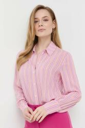 Patrizia Pepe selyem keverék póló galléros, rózsaszín, regular - rózsaszín 36