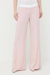 Victoria Beckham nadrág női, rózsaszín, közepes derékmagasságú széles - rózsaszín 32