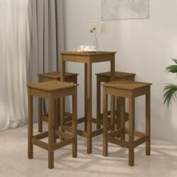 vidaXL Set mobilier de bar, 5 piese, maro miere, lemn masiv de pin (3188140)