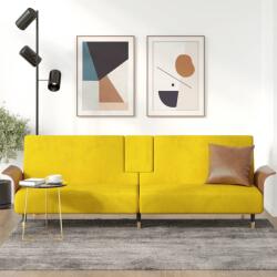 vidaXL Canapea extensibilă cu suporturi de pahare, galben, catifea (351855) Canapea