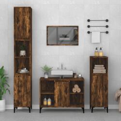 vidaXL Set mobilier de baie, 3 piese, stejar fumuriu, lemn prelucrat (3185626)