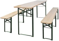vidaXL Masă pentru bere pliabilă cu 2 bănci, 220 cm, lemn de brad (42207) - vidaxl