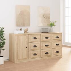 vidaXL Servante, 3 piese, stejar sonoma, lemn prelucrat (3185290) Comoda
