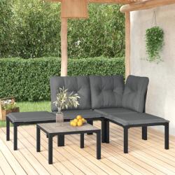vidaXL Set mobilier de grădină, 5 piese, negru/gri, poliratan (3187742) - vidaxl