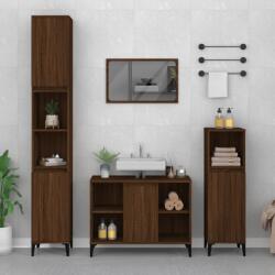 vidaXL Set mobilier de baie, 3 piese, stejar maro, lemn prelucrat (3185628)