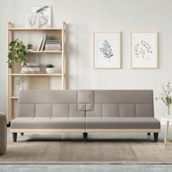 vidaXL Canapea extensibilă cu suporturi de pahare, gri taupe, textil (351868) Canapea
