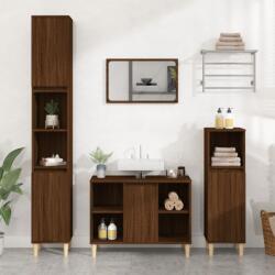 vidaXL Set mobilier de baie, 3 piese, stejar maro, lemn prelucrat (3185620)