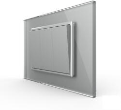 LIVOLO Intrerupator mecanic triplu 3M, cap scara cu rama sticla Livolo (VL-3FCMK-1IP-P9E)