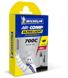 Michelin AirComp UltraLight A1 622x18-25 (700c) országúti belső gumi 60 mm hosszú szeleppel, 78g, presta