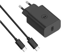 Motorola TurboPower 30W USB-C hálózati töltőfej, adapter + USB-C to USB-C töltőkábel, adatkábel 1m, fekete