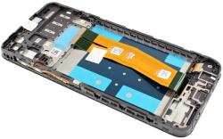 Samsung A145P, A145R Galaxy A14 4G Előlap Keret+LCD Kijelző+Érintőpanel, Fekete, Black (GH81-23540A, GH81-23541A) Gyári, Service Pack (fekete átvezető fóliás verzió , keskeny csatlakozós)