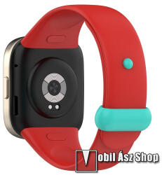 Okosóra szíj - szilikon - PIROS / CYAN - 106mm + 115mm hosszú - Xiaomi Mi Watch Lite 3 / Redmi Watch 3 / Redmi Band 3