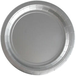 6 darabos papír tányér - Ezüst színű