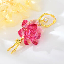  Arannyal bevont exkluzív balerina bross pink Swarovski kristályokkal (0597. ) (XR10597F)